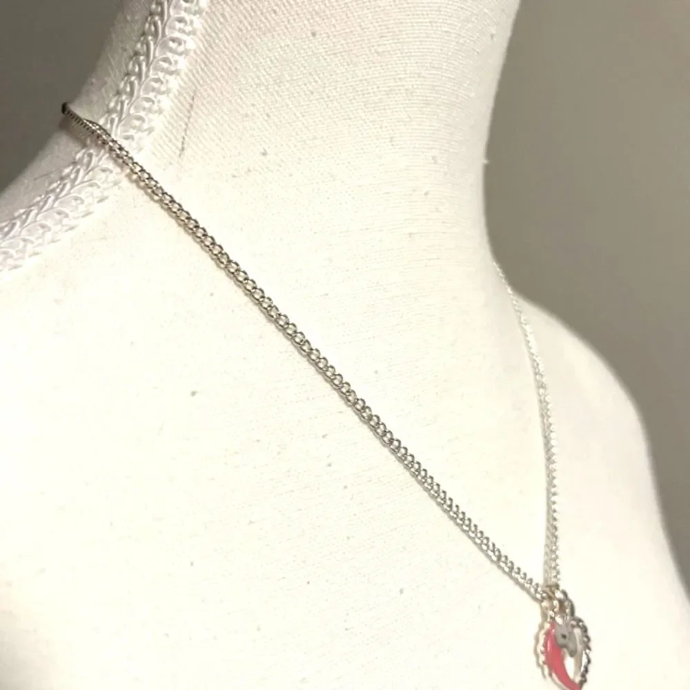 Silver Tone Chain Heart Unicorn BFF Pendants Lobster Claw Clasp 21 Inch Necklace